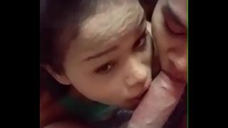 Two Asian desi girl make double blowjob