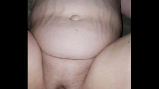 Cumming on and in wife's pussy on table